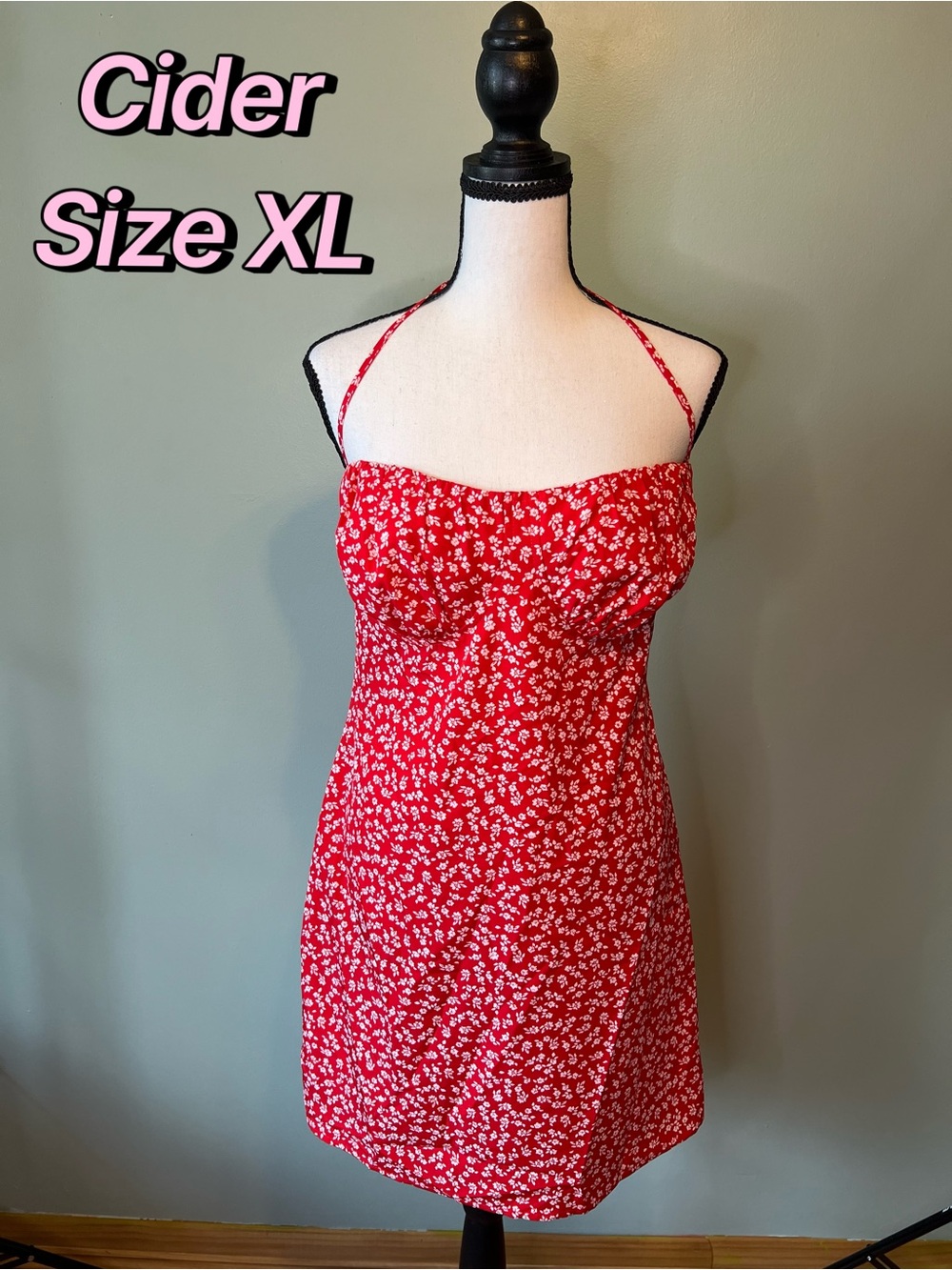 Cider Red Floral Halter Mini Dress
